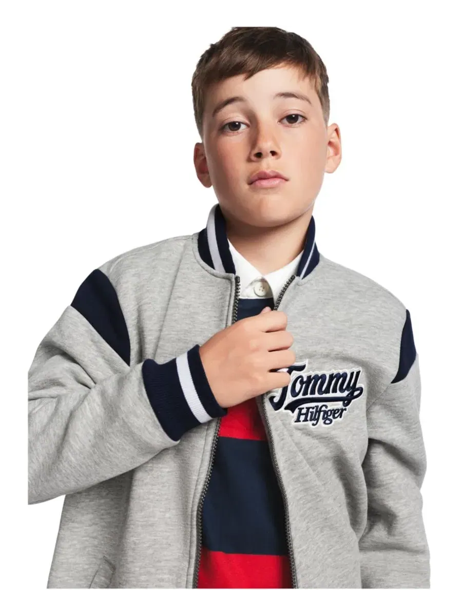Флисовая куртка-бомбер с логотипом Tommy Hilfiger — изображение 4 из 8, серый