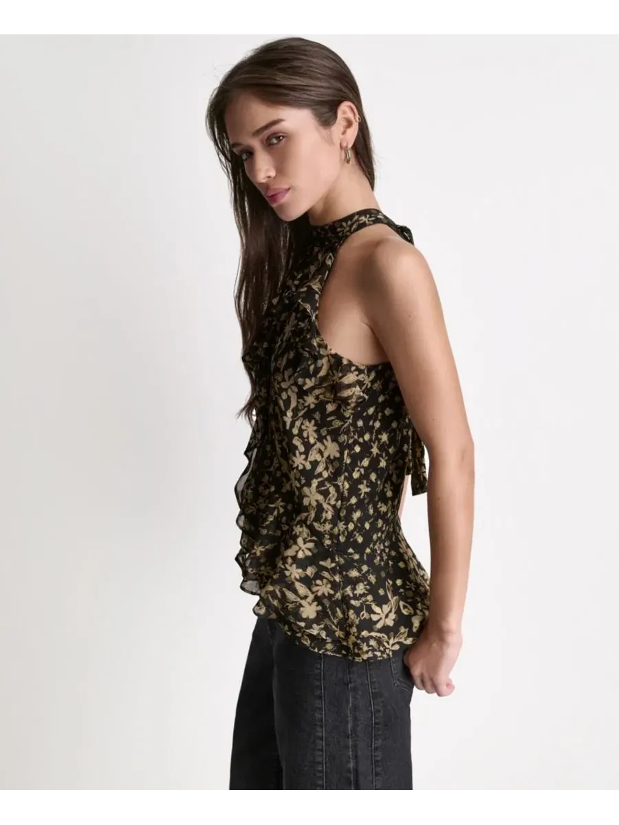 Топ на завязках с рюшами и воротником-чокером BCBG — изображение 3 из 7, песочный