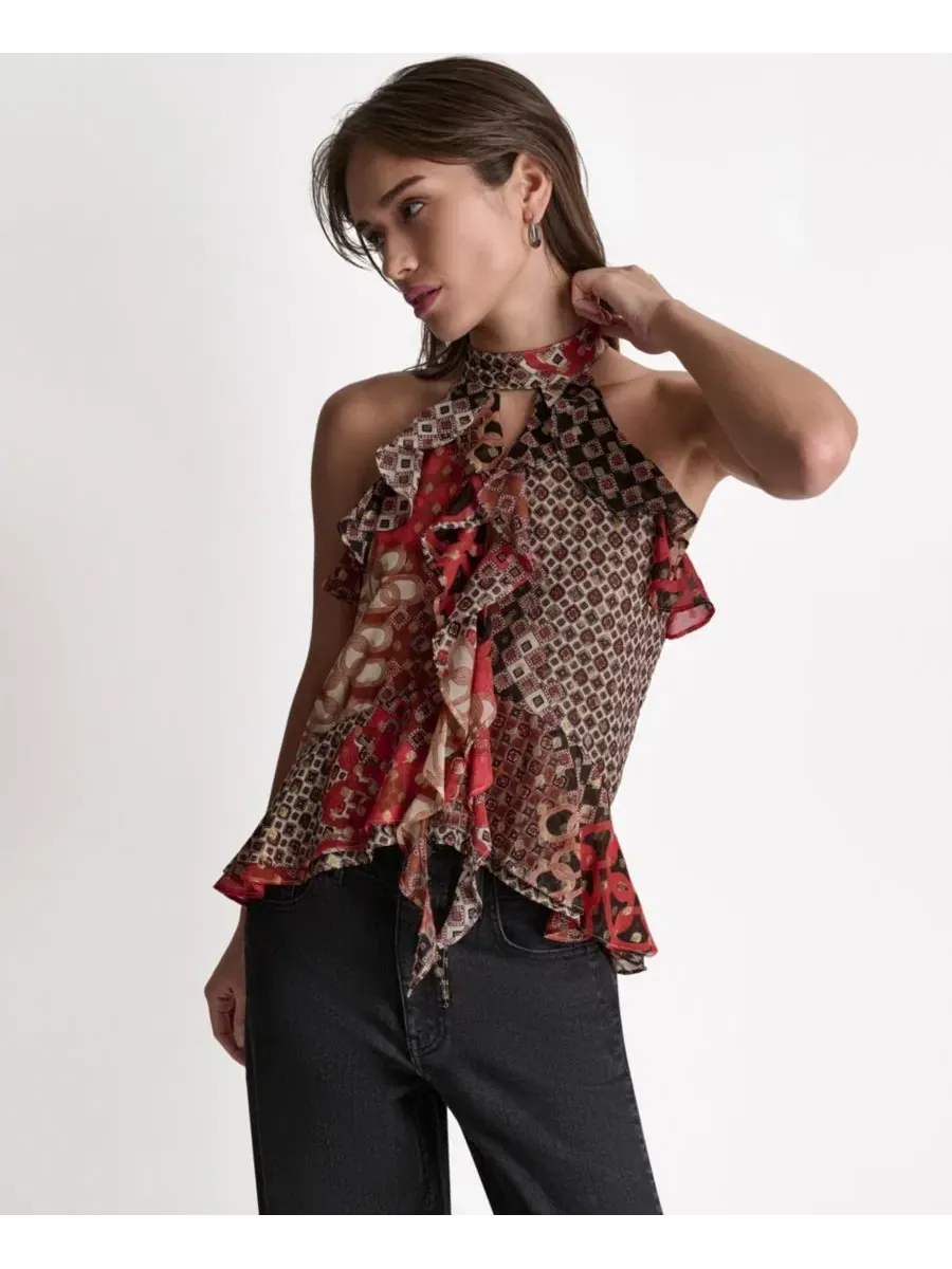 Топ на бретелях с рюшами и воротником-чокером BCBG, Firelily Combo — изображение 1 из 7