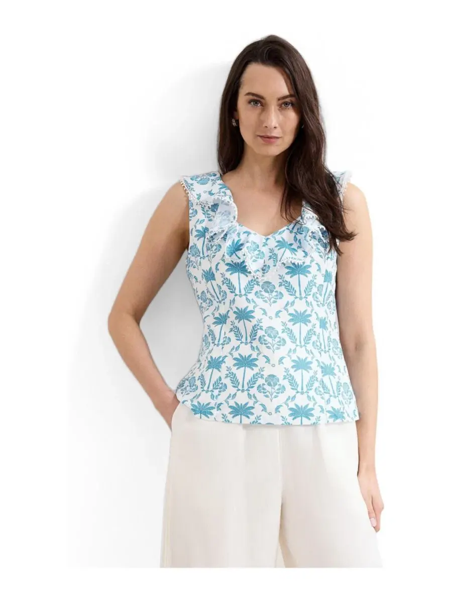 Блуза из льна с рюшами Rhona Linen Phase Eight