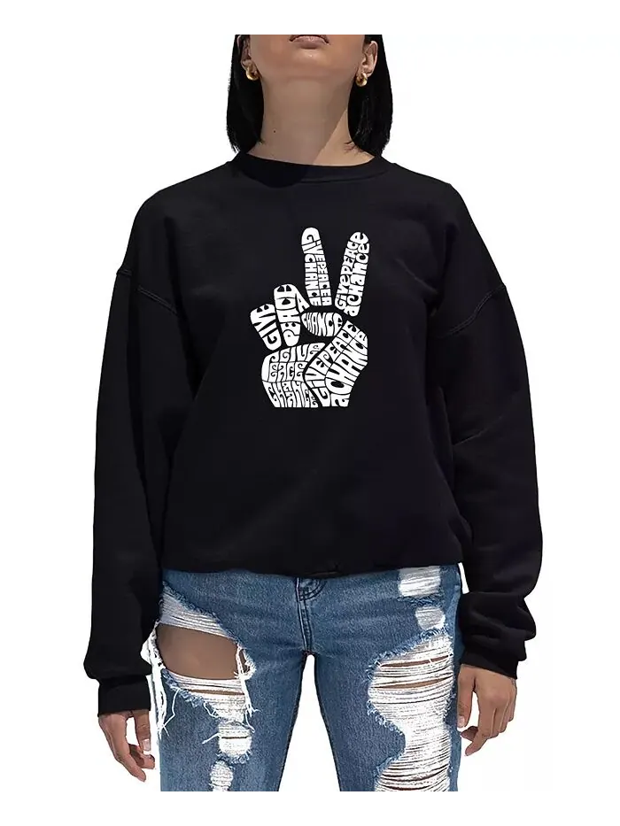 Женская толстовка Word Art Crewneck Peace Fingers LA Pop Art