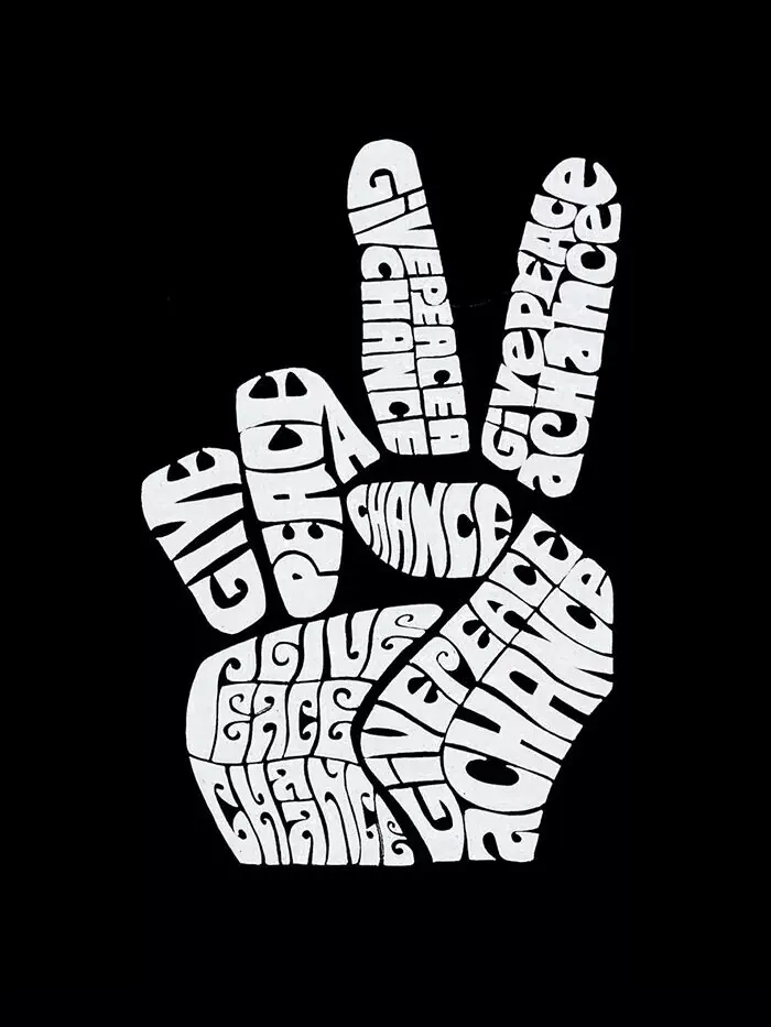 Женская толстовка Word Art Crewneck Peace Fingers LA Pop Art — изображение 2 из 2, черный