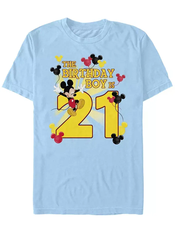 Мужская футболка с коротким рукавом Mickey Birthday 21 Fifth Sun — изображение 1 из 1, светлый синий