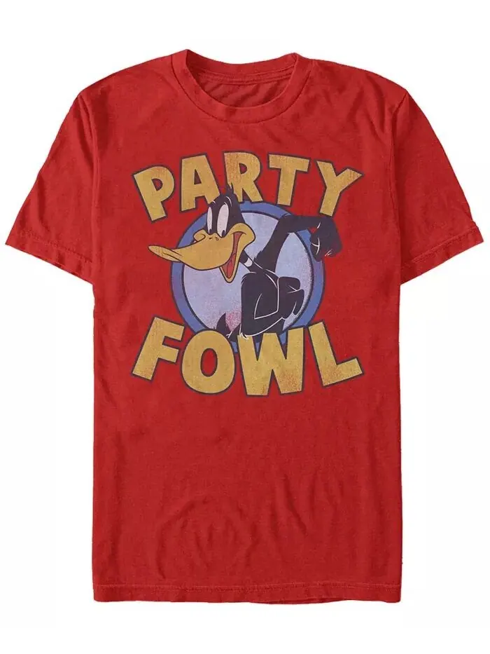 Мужская футболка с короткими рукавами Looney Tunes Daffy Duck Party Fowl Fifth Sun — изображение 1 из 1