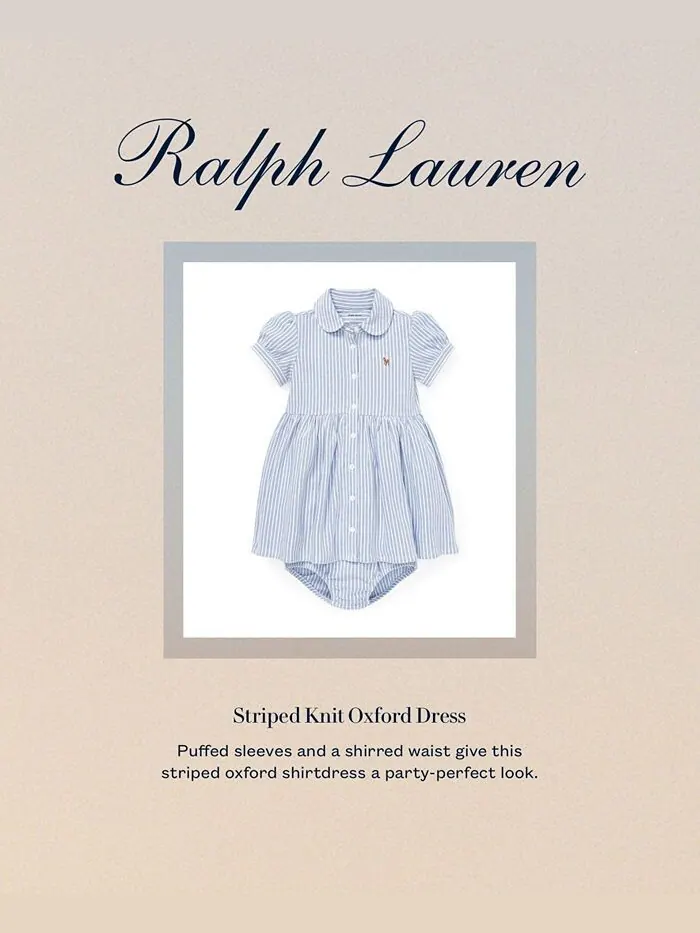 Вязаное оксфордское платье в полоску для маленьких девочек Polo Ralph Lauren — изображение 6 из 6, синий
