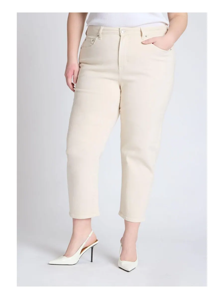 Женские джинсы укороченные прямые из эластичной ткани Naomi Comfort Stretch больших размеров ELOQUII — изображение 1 из 3