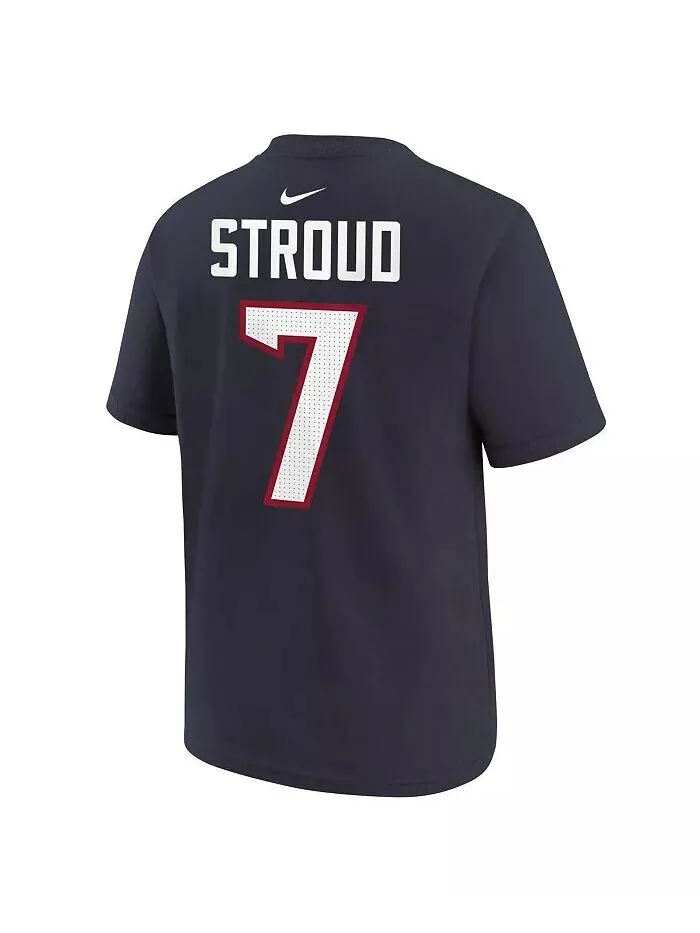 Футболка с именем и номером игрока для мальчиков и девочек CJ Stroud Navy Houston Texans Nike — изображение 3 из 3