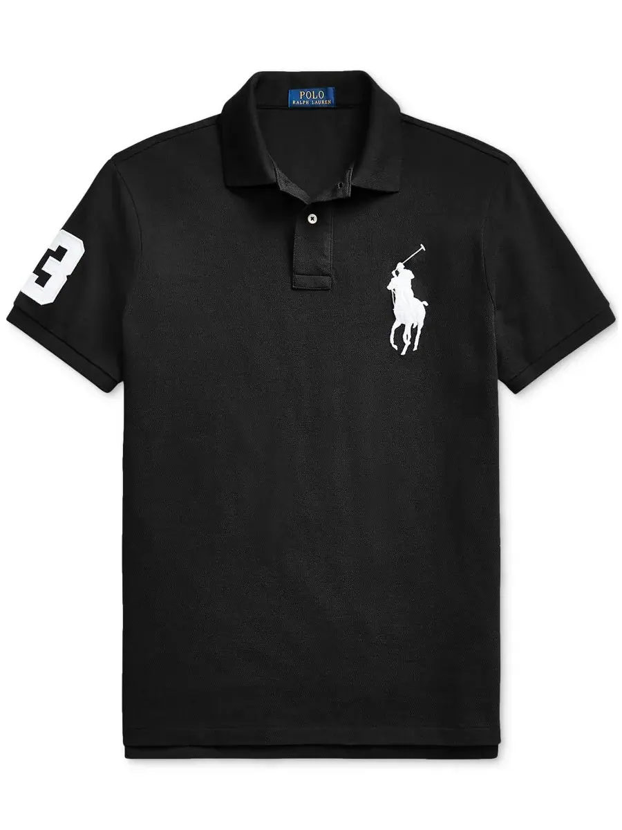 Мужская поло-рубашка Big Pony Custom Slim Fit из сетчатой ткани, стандартного и большого размера — изображение 5 из 5, черный