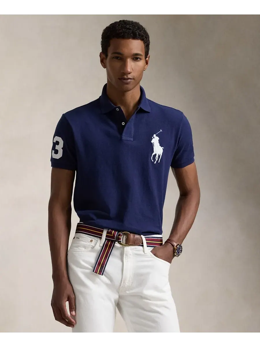 Мужская поло-рубашка Big Pony Custom Slim Fit из сетчатой ткани, стандартного и большого размера — изображение 1 из 9