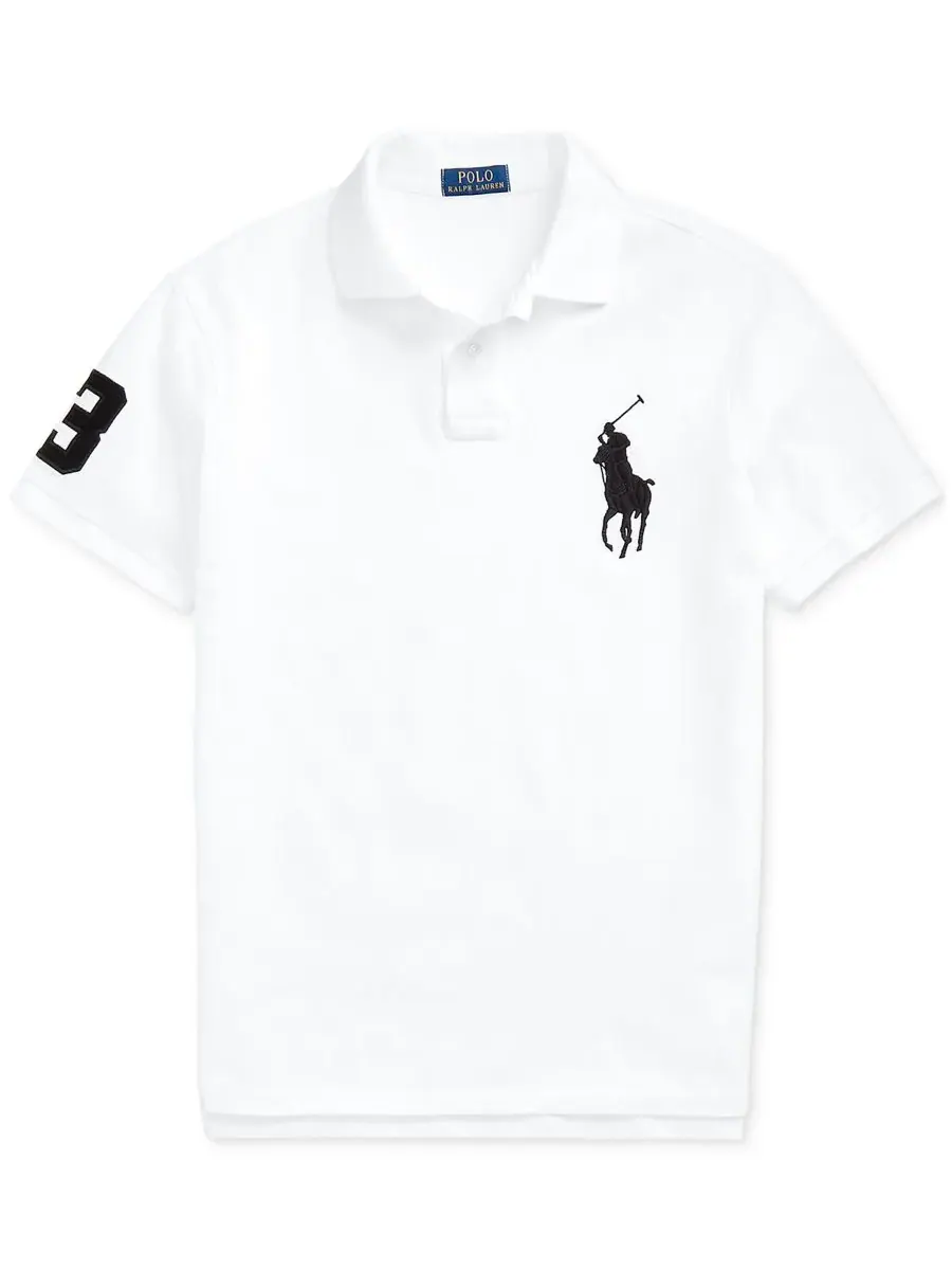 Мужская поло-рубашка Big Pony Custom Slim Fit из сетчатой ткани, стандартного и большого размера — изображение 5 из 9, белый
