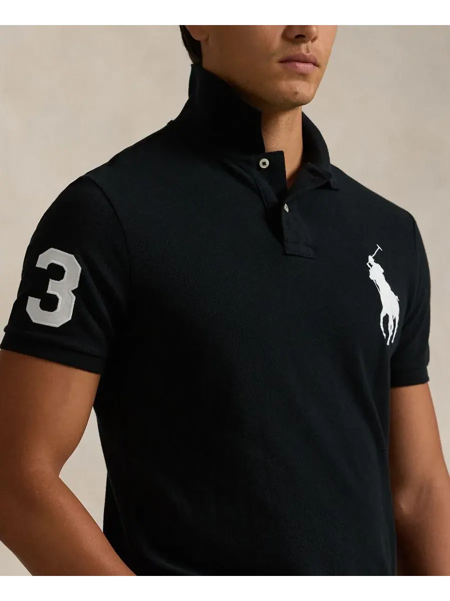 Мужская поло-рубашка Big Pony Custom Slim Fit из сетчатой ткани, стандартного и большого размера — изображение 7 из 9, белый
