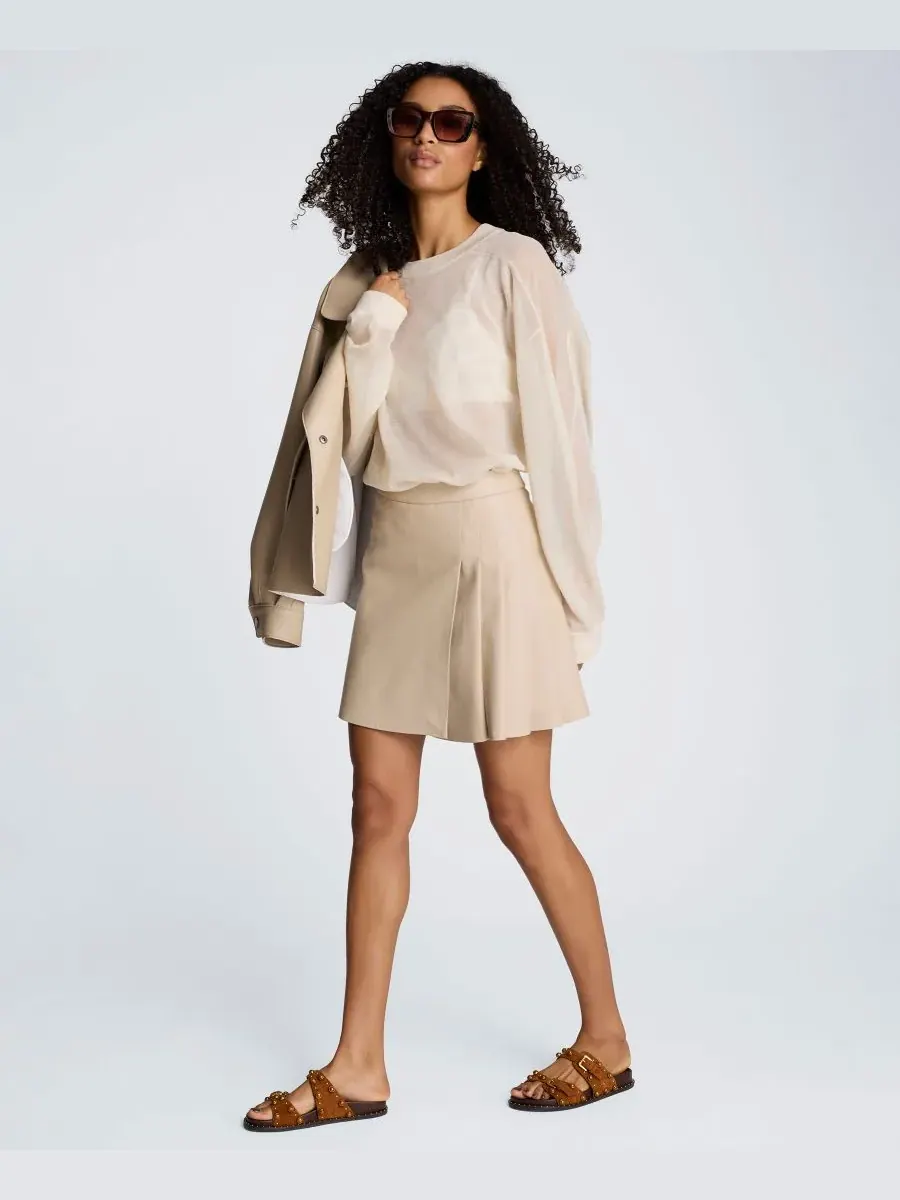 Женская асимметричная юбка А-силуэта из искусственной кожи Kenneth Cole — изображение 3 из 7, мешковиновый