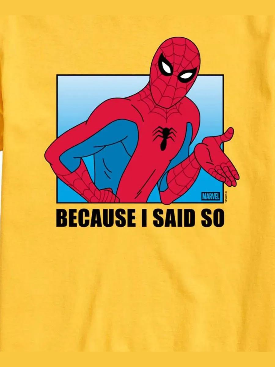 Мужская футболка с коротким рукавом Marvel Spider-Man Because Said So с графическим принтом AIRWAVES — изображение 3 из 3