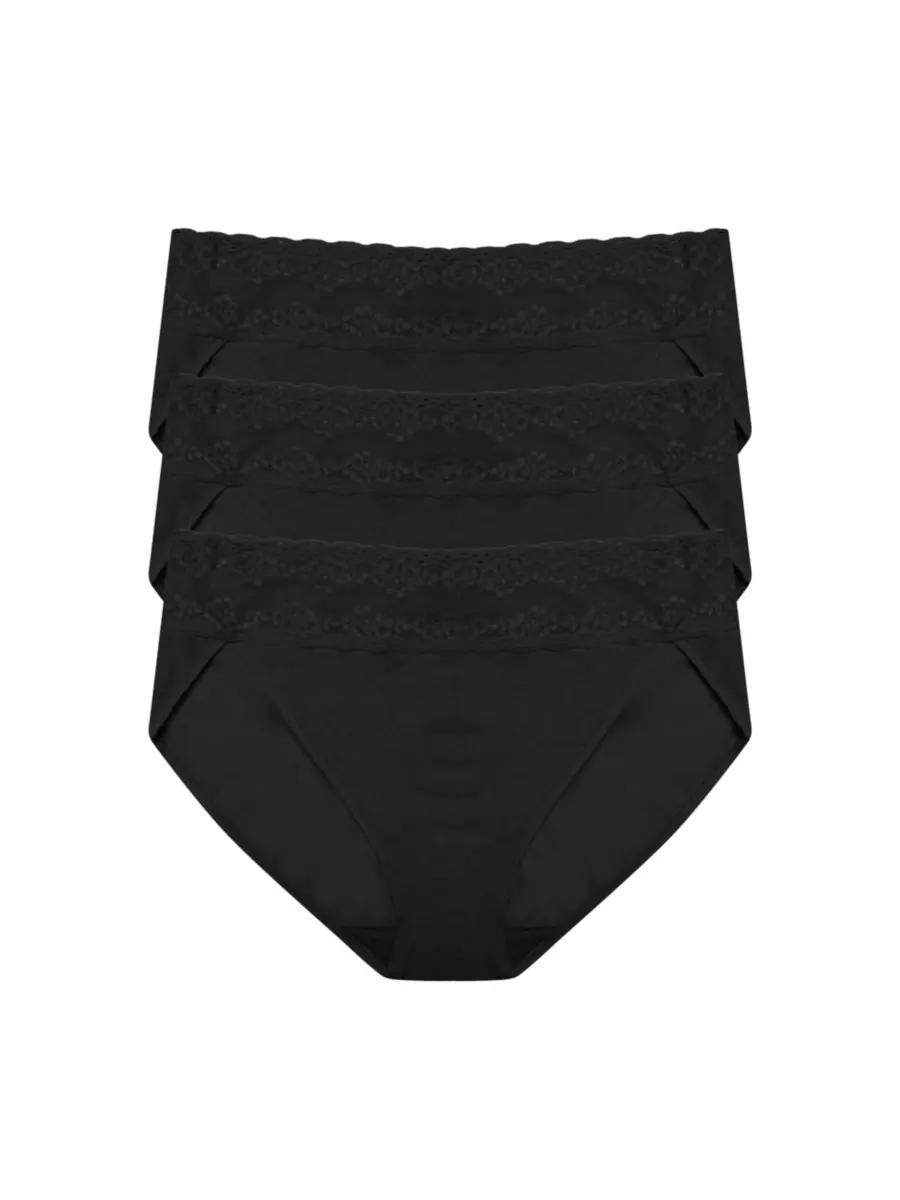 Женский комплект из 3 трусиков-бикини Bliss Perfection French Natori — изображение 1 из 4, черный