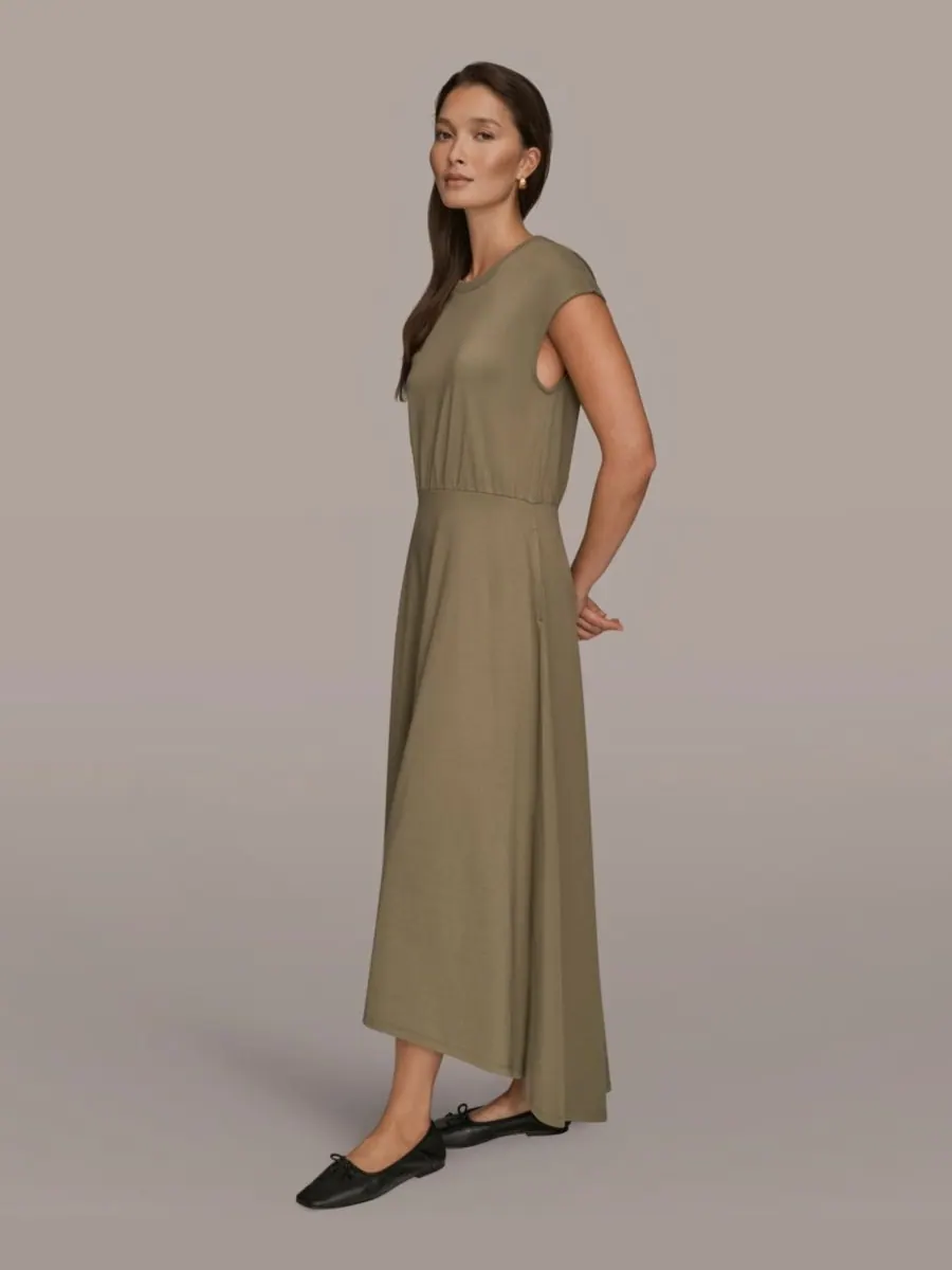 Женское платье с короткими рукавами и круглым вырезом Donna Karan Weekend — изображение 3 из 6, хаки зеленый