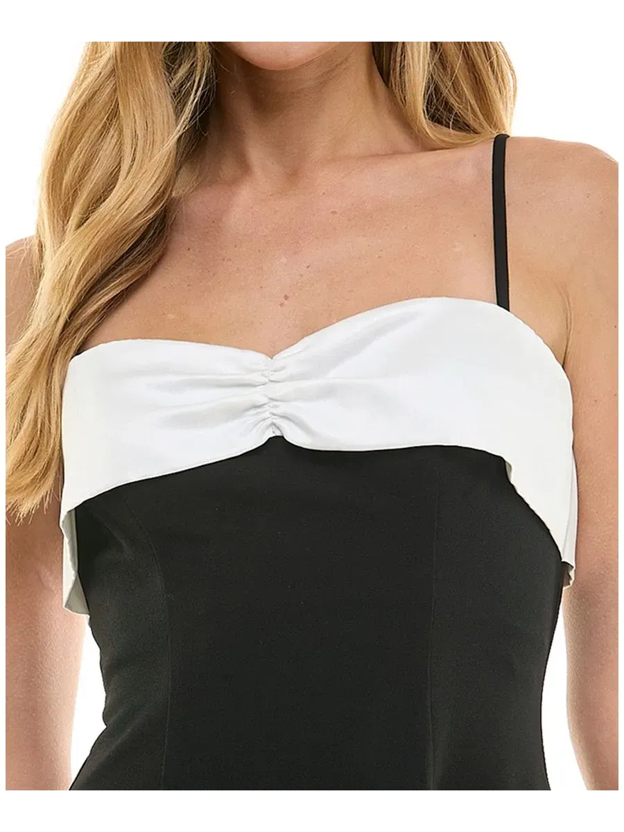 Платье из неопрена с контрастной отделкой из крепа Seni & Cade — изображение 3 из 6, белый/черный