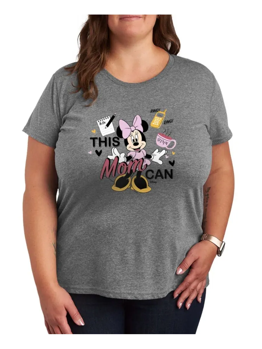 Футболка с коротким рукавом и принтом "This Mom Can" от Disney больших размеров Hybrid Apparel — изображение 1 из 3, серый