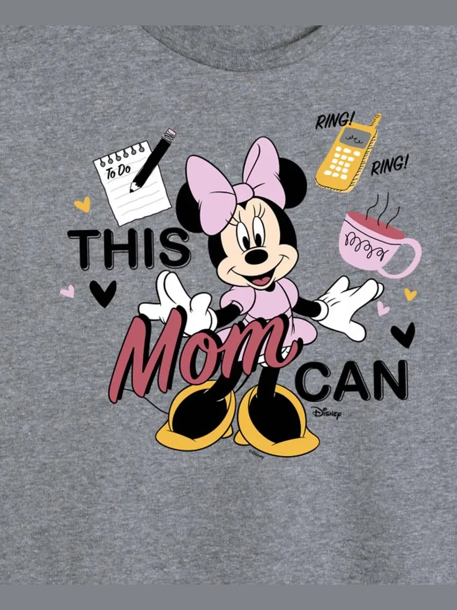 Футболка с коротким рукавом и принтом "This Mom Can" от Disney больших размеров Hybrid Apparel — изображение 2 из 3, серый