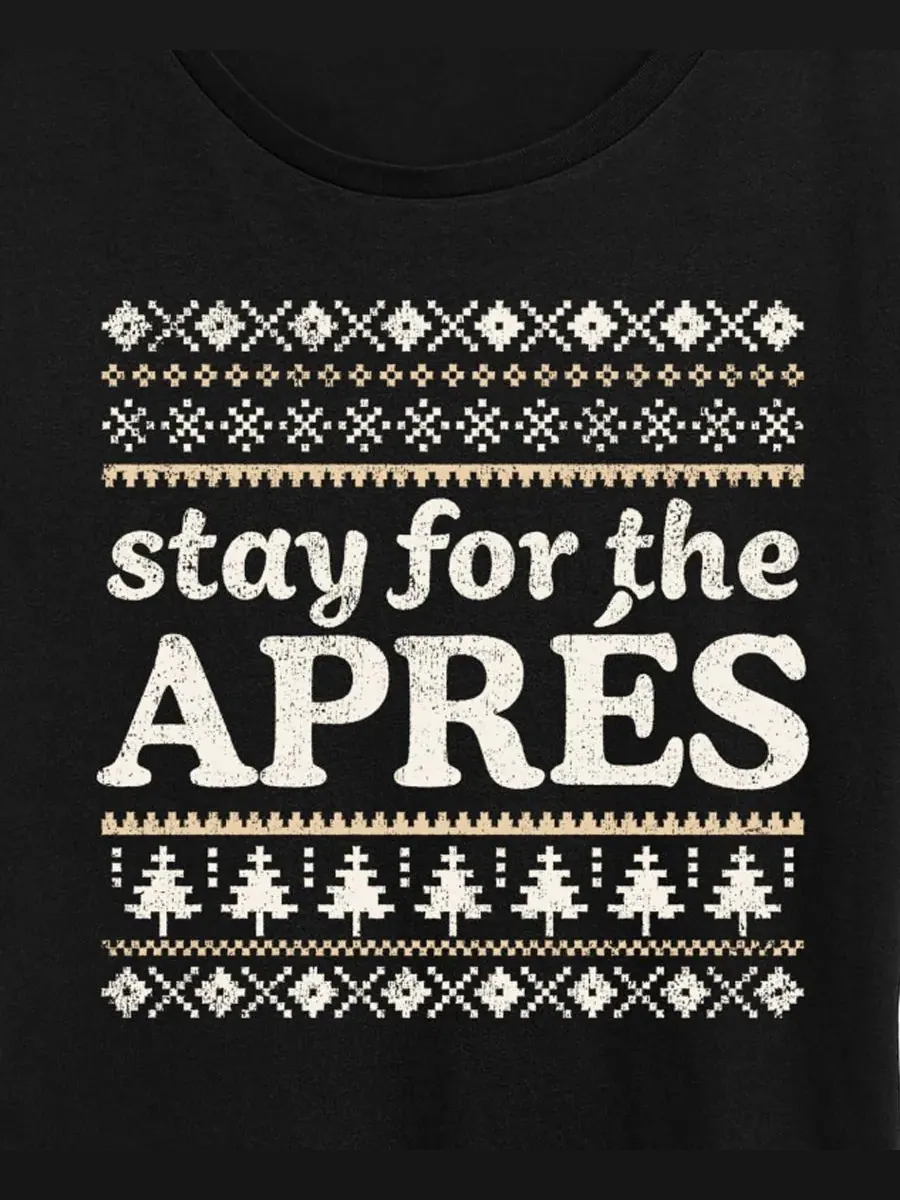 Футболка с коротким рукавом Stay For The Apres с надписью, большого размера Hybrid Apparel — изображение 2 из 3, черный