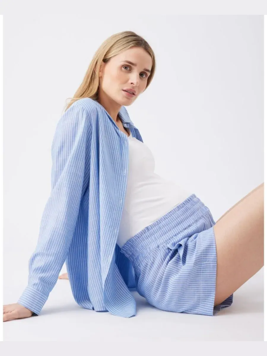 Короткие шорты в полоску "Ripe Abby" для беременных Ripe Maternity — изображение 5 из 6, синий/белый