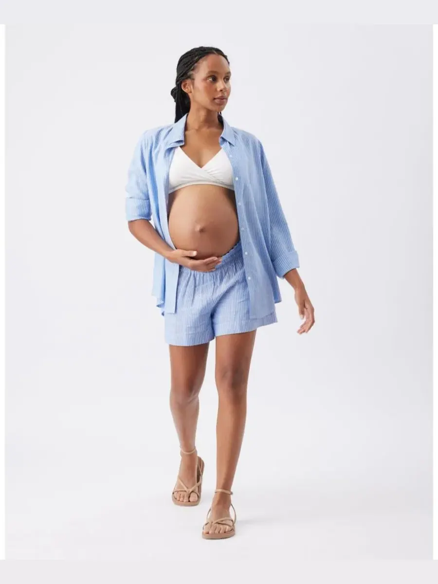 Короткие шорты в полоску "Ripe Abby" для беременных Ripe Maternity — изображение 6 из 6, синий/белый