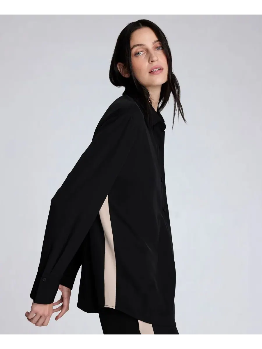 Женская рубашка свободного кроя с воротником на пуговицах Kenneth Cole — изображение 5 из 10, черный