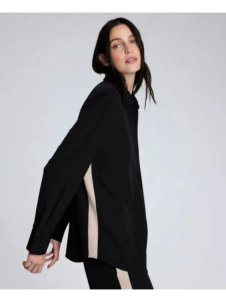 Женская рубашка свободного кроя с воротником на пуговицах Kenneth Cole — изображение 10 из 10, черный