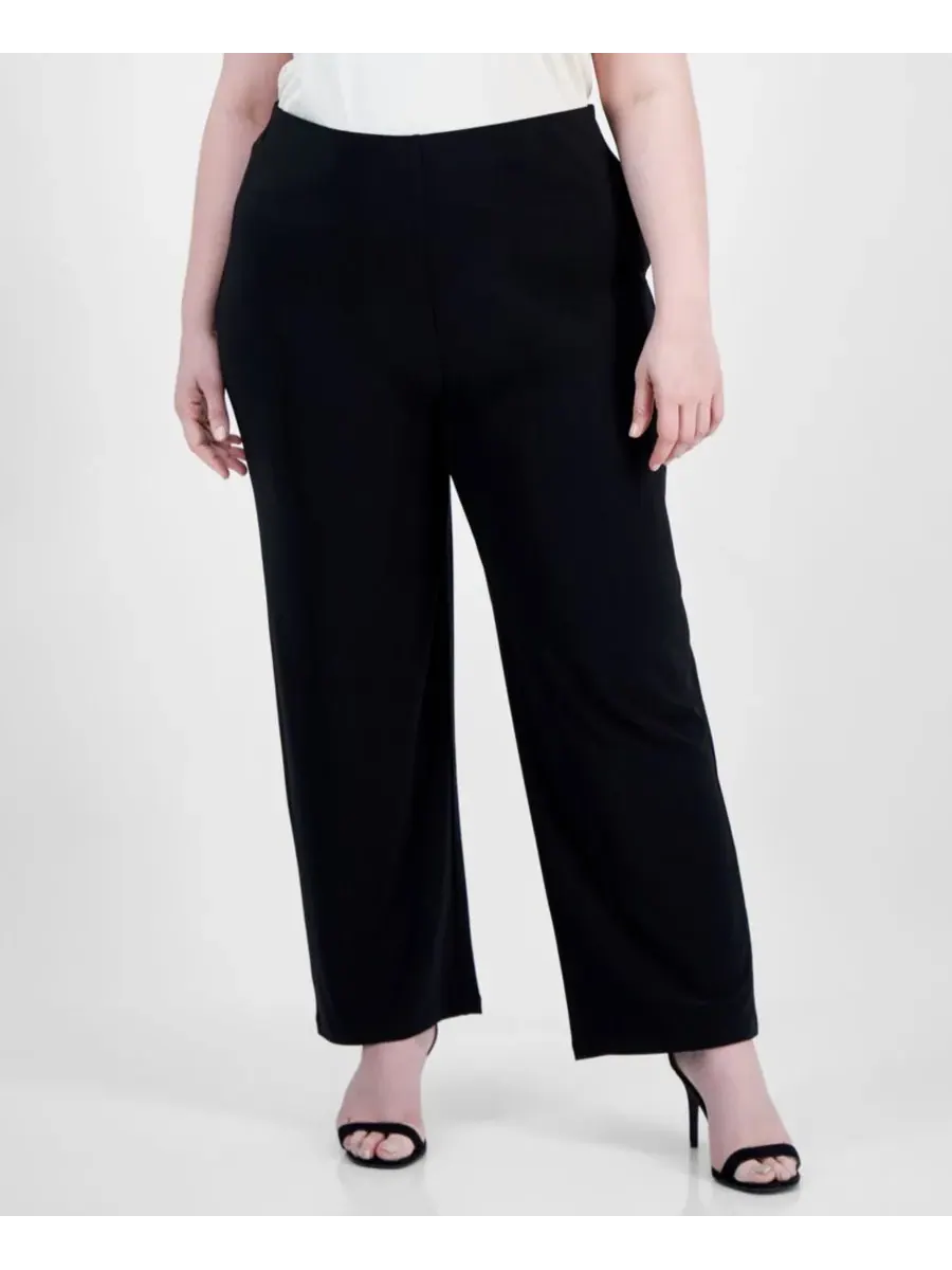 Брюки прямого кроя средней посадки от AK Anne Klein Plus Size Anne Klein Essentials — изображение 3 из 4, черный