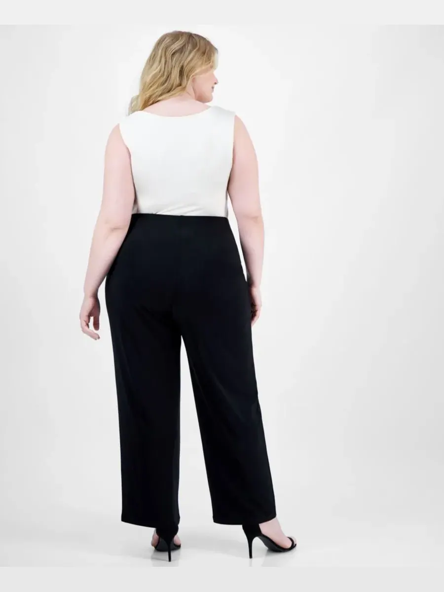 Брюки прямого кроя средней посадки от AK Anne Klein Plus Size Anne Klein Essentials — изображение 4 из 4, черный