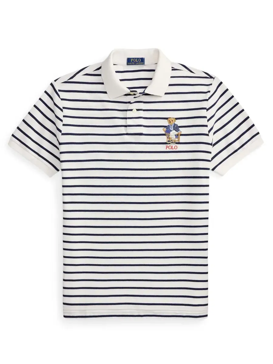 Поло с коротким рукавом, с принтом Polo Bear Polo Ralph Lauren — изображение 5 из 5, белый/темно-синий