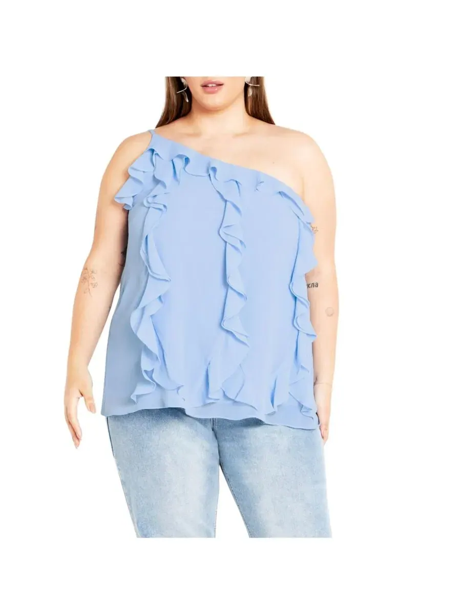 Женская блузка Ruffle Rita CITY CHIC — изображение 1 из 3, синий