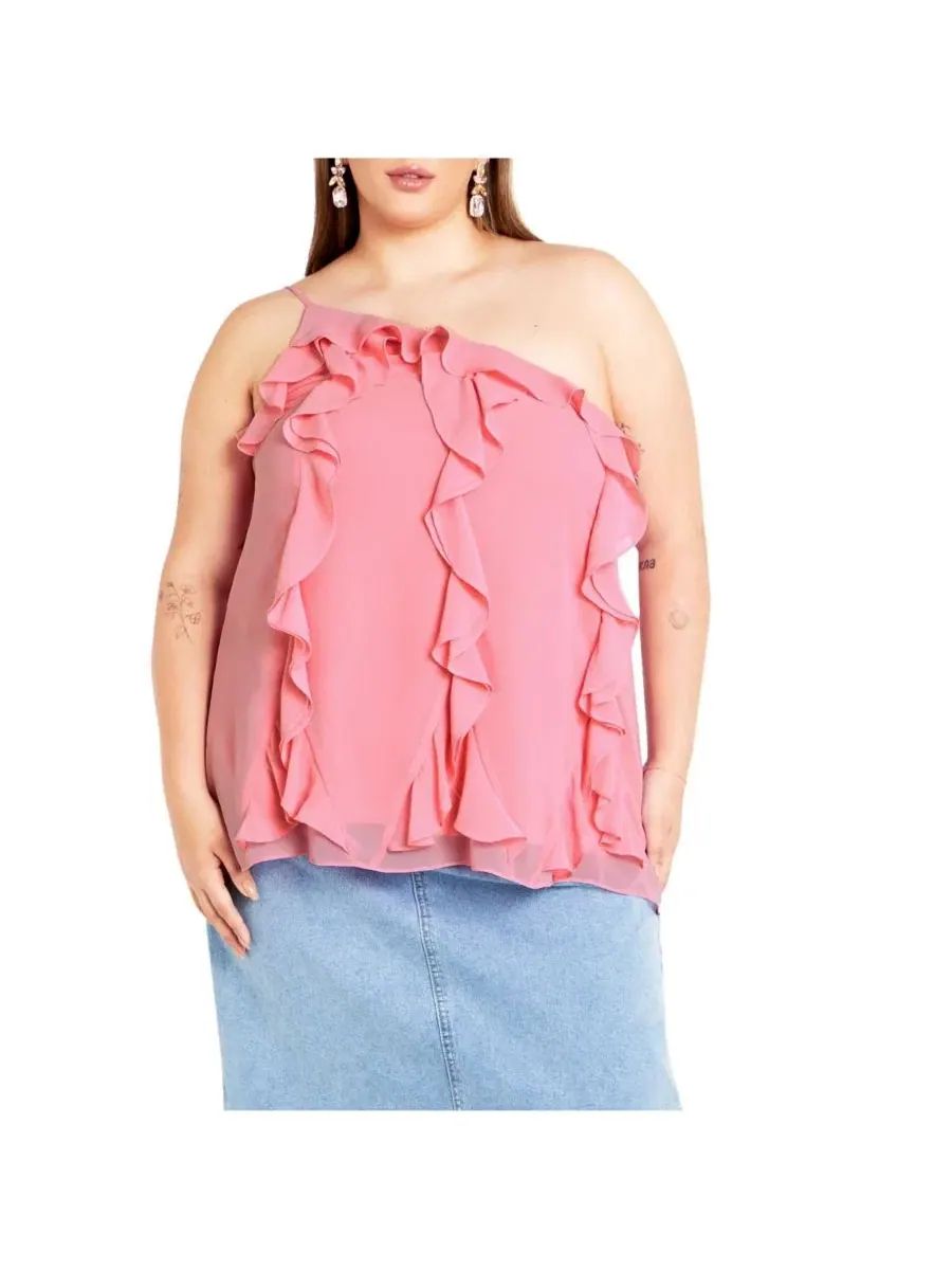 Женская блузка Ruffle Rita CITY CHIC — изображение 1 из 3, розовый