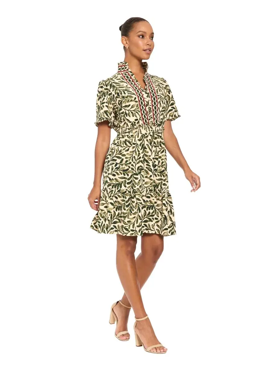 Платье-трапеция с принтом Petite Floral-Print Tiered A-Line Dress London Times — изображение 2 из 4, слоновая кость