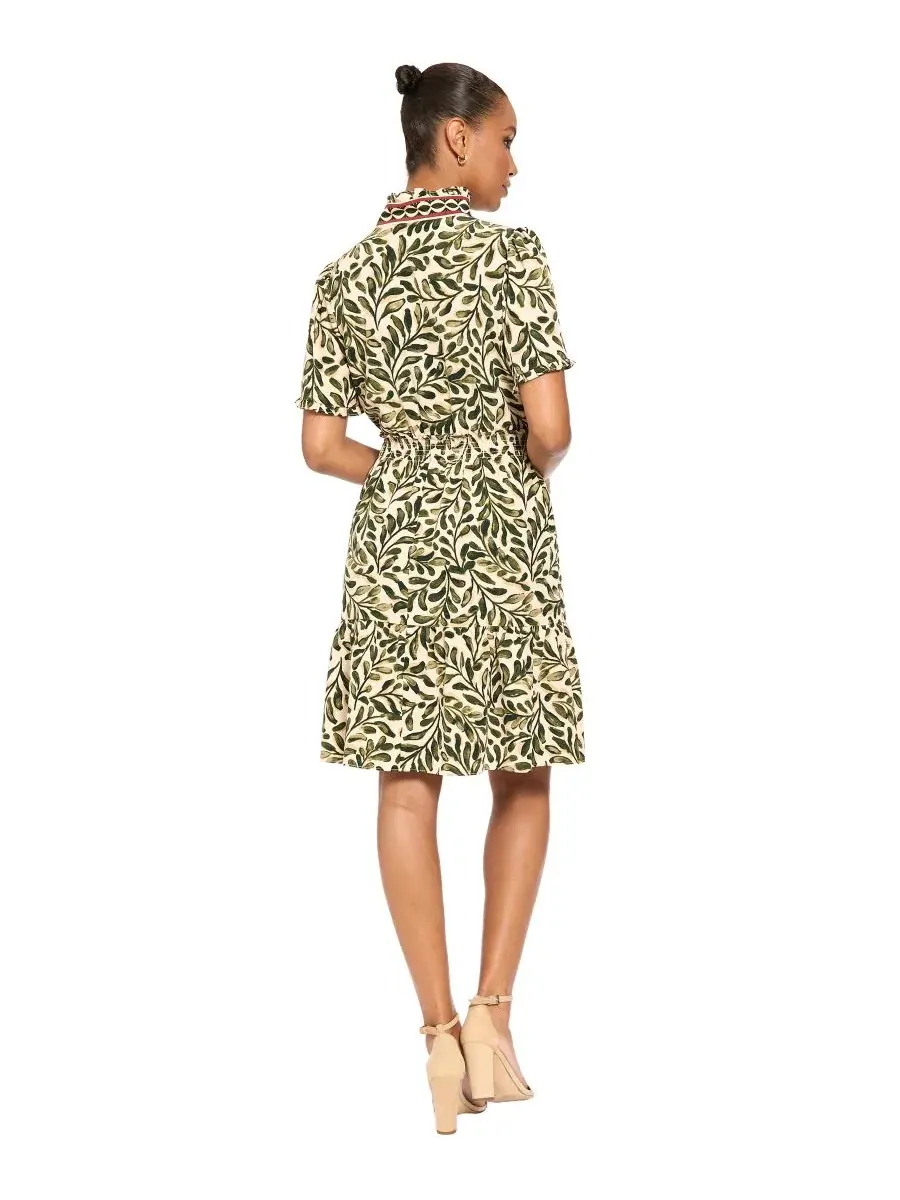 Платье-трапеция с принтом Petite Floral-Print Tiered A-Line Dress London Times — изображение 4 из 4, слоновая кость