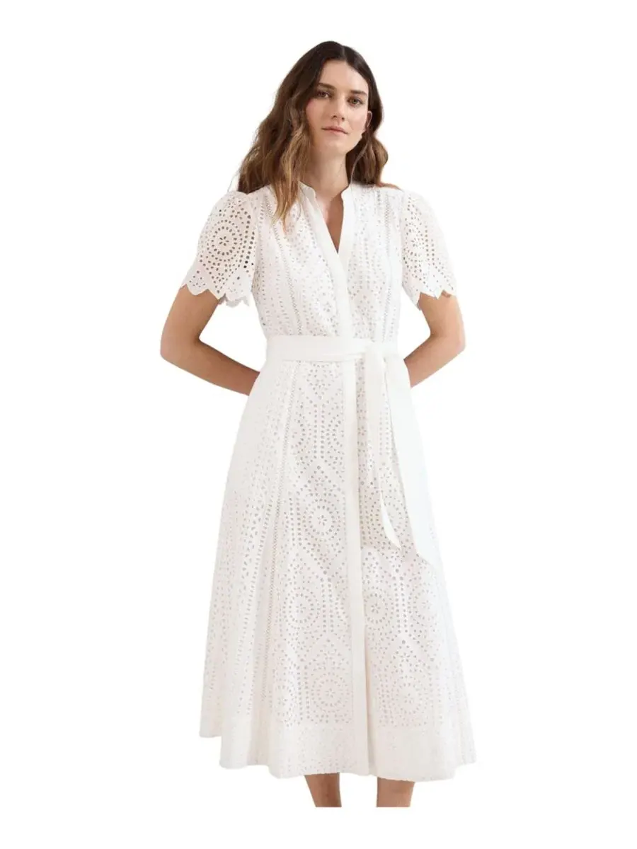 Платье миди А-силуэта с завязкой на талии Aletta Eyelet Phase Eight