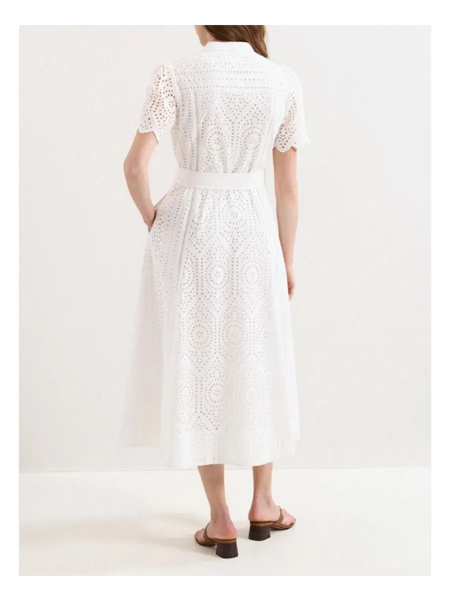 Платье миди А-силуэта с завязкой на талии Aletta Eyelet Phase Eight — изображение 7 из 7, белый