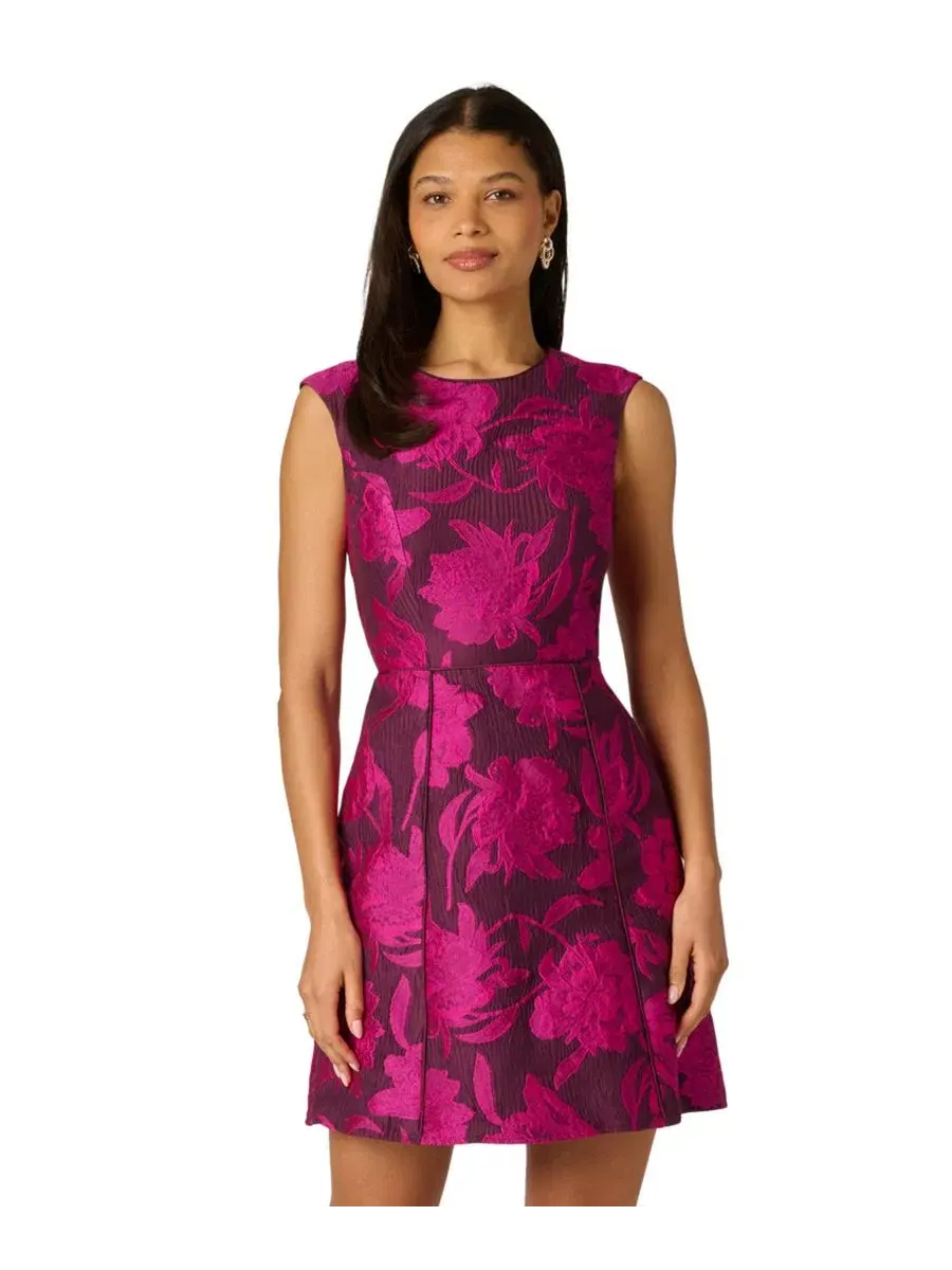 Платье из жаккарда с кантом, модель Women's Jacquard Piping Short Dress Adrianna Papell — изображение 2 из 5