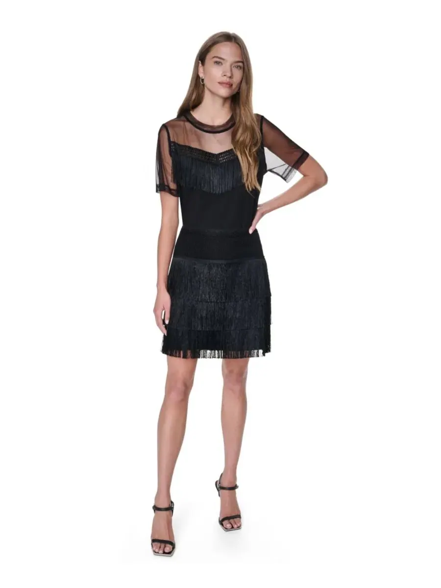 Топ с бахромой из сетки DKNY