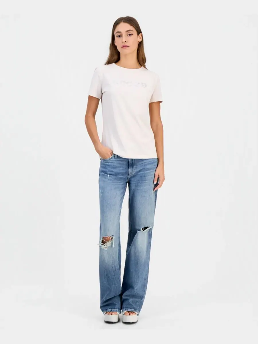 Футболка с вышитым логотипом Lunita GUESS — изображение 2 из 4, розовый