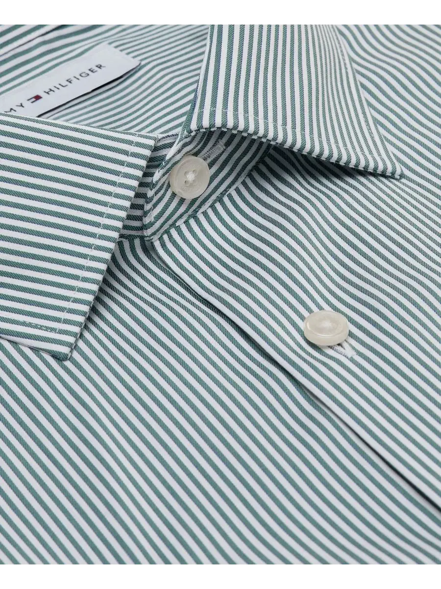 Рубашка с воротником-стойкой, в полоску Tommy Hilfiger — изображение 4 из 4, светлый синий