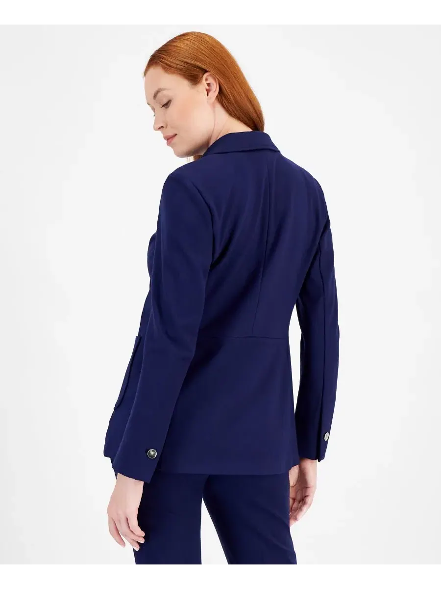 Укороченный компрессионный блейзер с имитацией двубортной формы Anne Klein — изображение 4 из 4