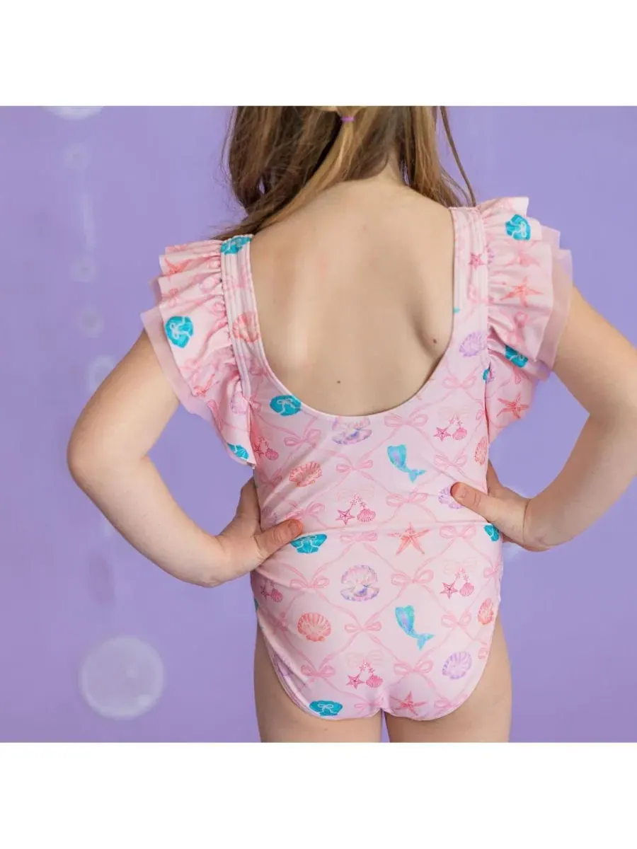 Купальник для маленьких девочек в виде русалки с решетчатым узором Sweet Wink — изображение 5 из 6, розовый