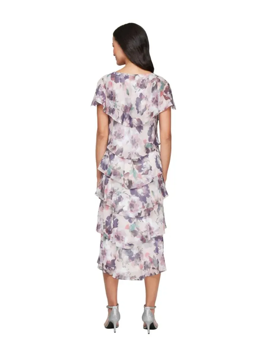 Женское миди-платье с рукавами-накидкой Sl Fashions — изображение 3 из 3, мульти