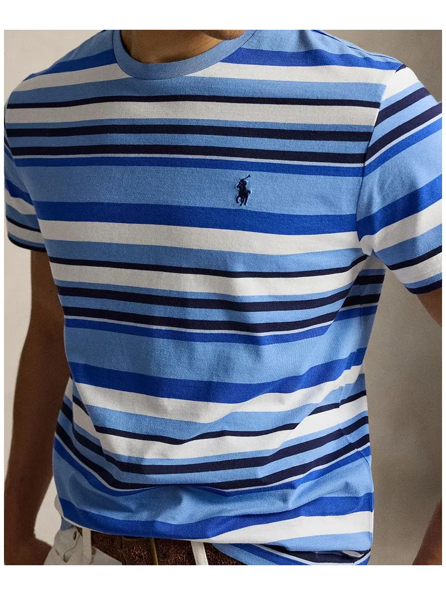 Мужская классическая полосатая трикотажная футболка Polo Ralph Lauren — изображение 4 из 6, синий мульти
