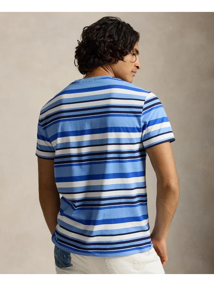 Мужская классическая полосатая трикотажная футболка Polo Ralph Lauren — изображение 5 из 6, синий мульти