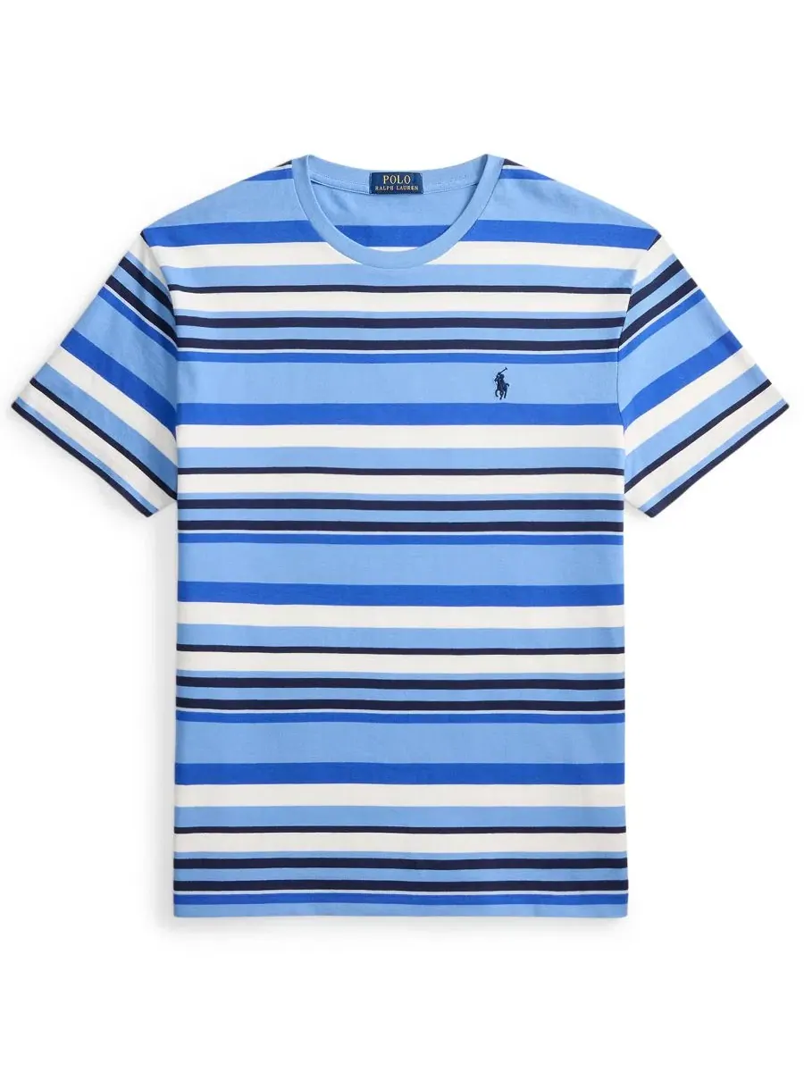 Мужская классическая полосатая трикотажная футболка Polo Ralph Lauren — изображение 6 из 6, синий мульти
