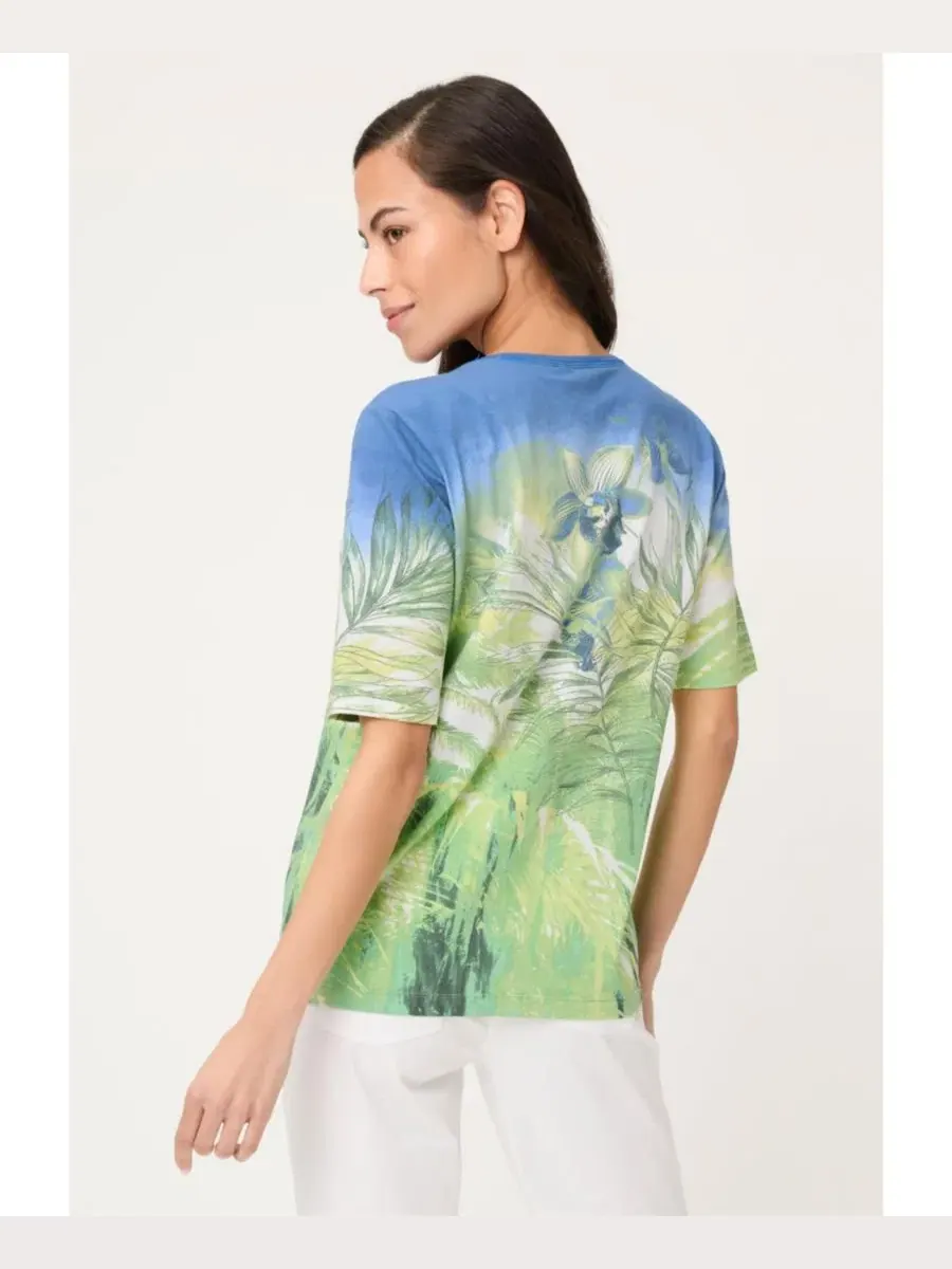 Футболка с принтом Botanical Print Olsen — изображение 2 из 5, зеленый