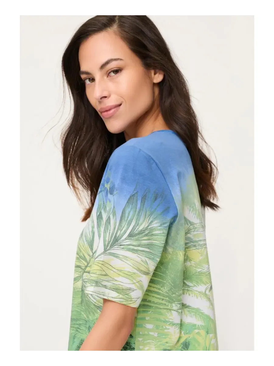 Футболка с принтом Botanical Print Olsen — изображение 4 из 5, зеленый