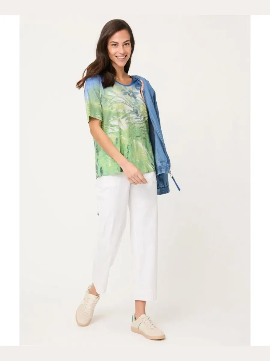 Футболка с принтом Botanical Print Olsen — изображение 5 из 5, зеленый