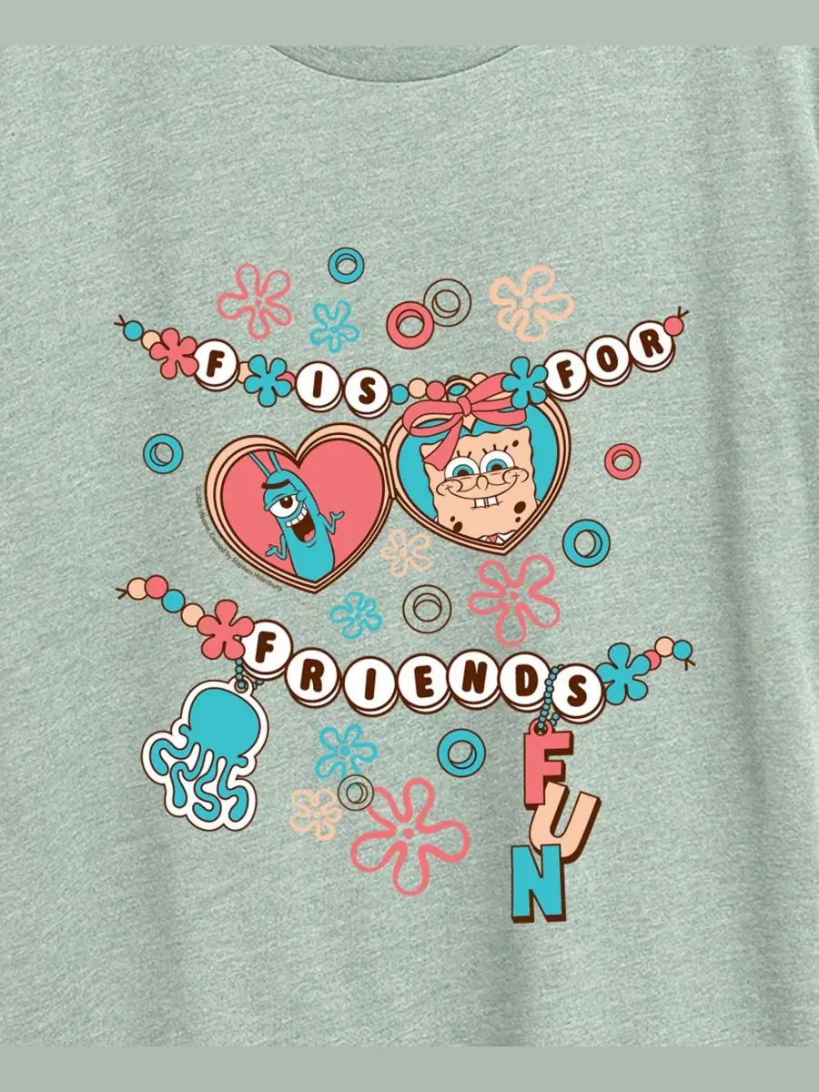 Футболка с принтом SpongeBob SquarePants Fun Friendship Bracelet Hybrid Apparel — изображение 3 из 3, зеленый